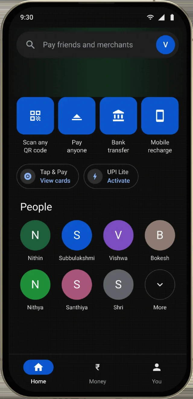 Home screen, shown on a phone