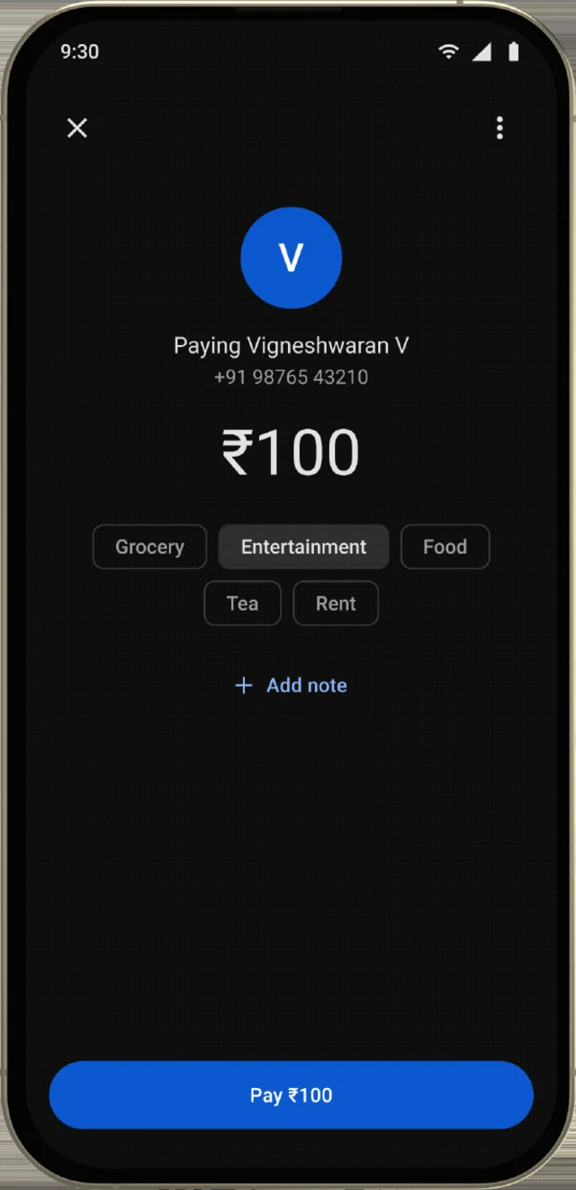 The payment sheet screen, shown on a phone