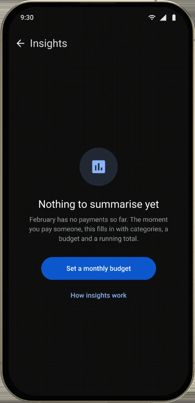 First month screen, shown on a phone