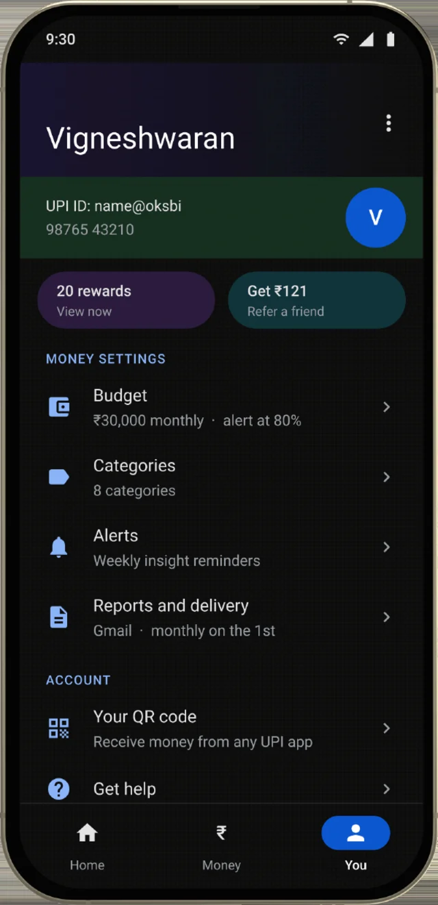 The You tab screen, shown on a phone